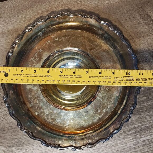 Oneida Georgian Scroll Chip and Dip Server 12.5in Silverplate Tray Made USA - Picture 11 of 16
